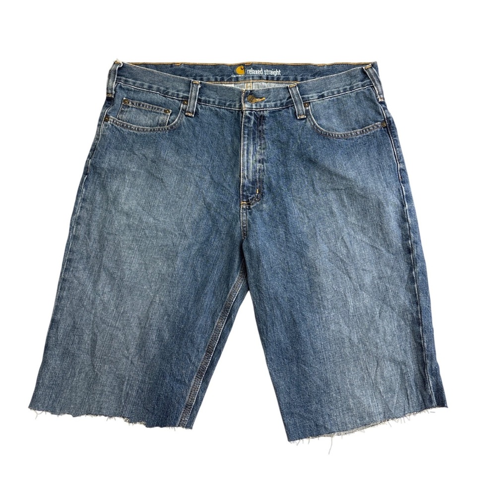 Carhartt Mens Relaxed Straight Denim Shorts Blue Raw Hem 38 B320 WTB